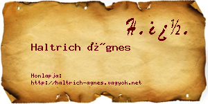 Haltrich Ágnes névjegykártya